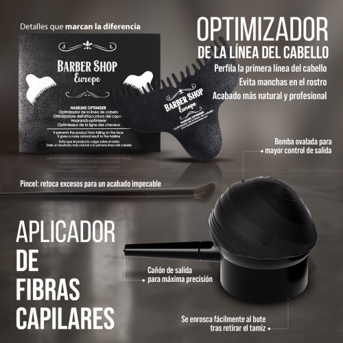 MEGA PACK: fibras + fijador + aplicador + optimizador + guía de fibras capilares + espejo + esponja + pincel